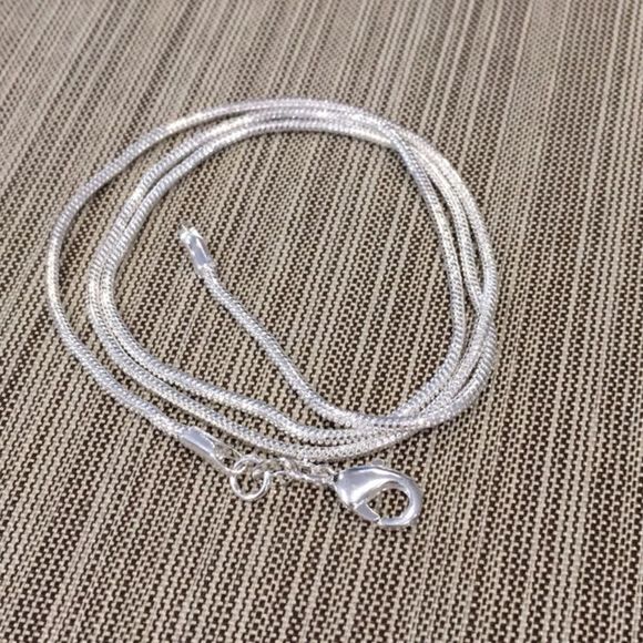 Silver Snake Chain 20” Necklace Stamped 925 2mm - Picture 2 of 8
